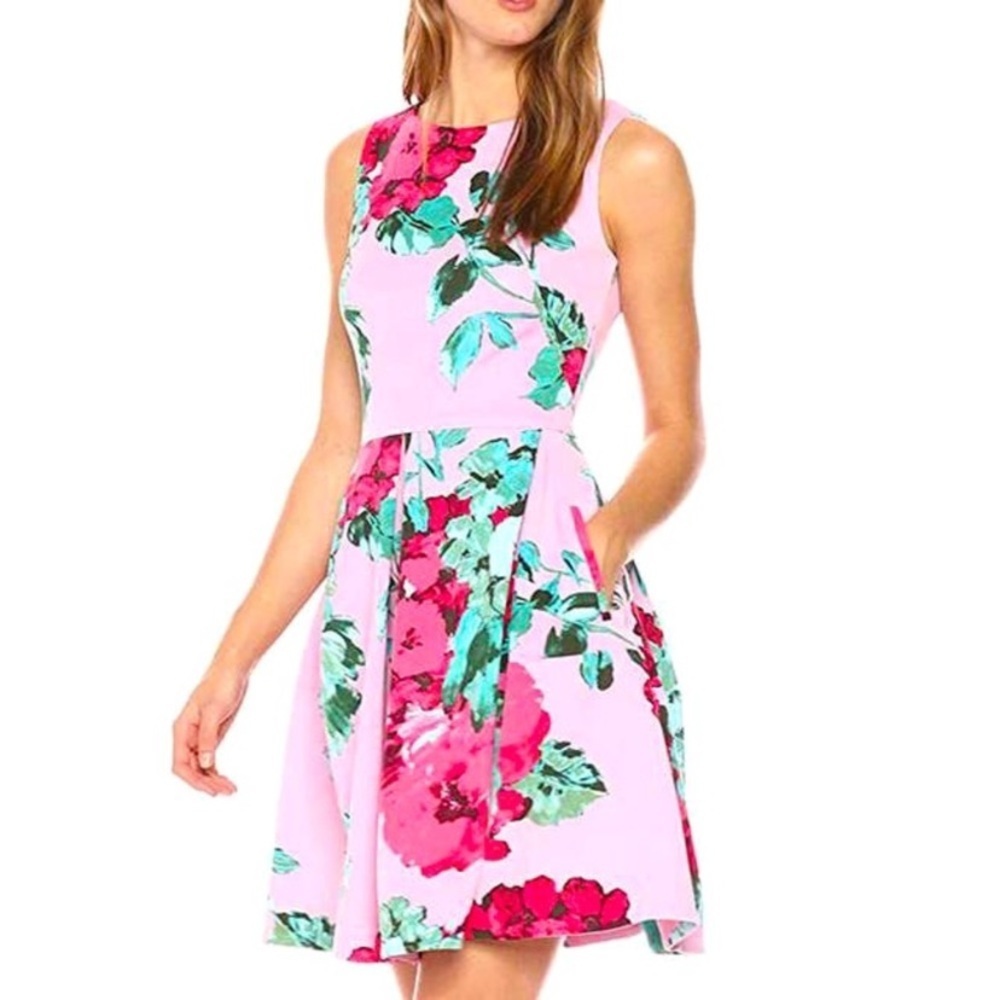 Taylor Floral Fit and Flare Scooba Dress Size 8